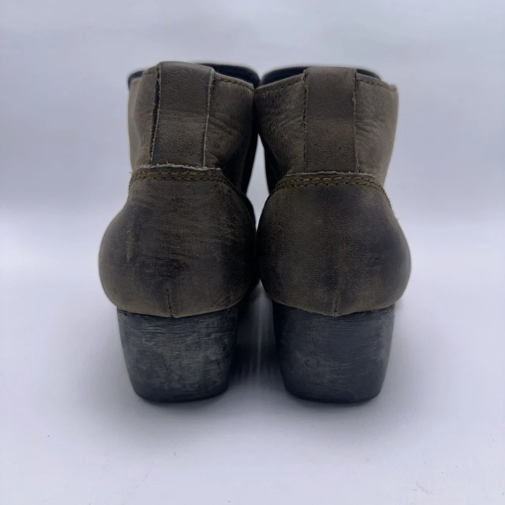 Born Rachelle Brown‎ Leather Western Ankle Booties Women's Size 8 W21354 Square